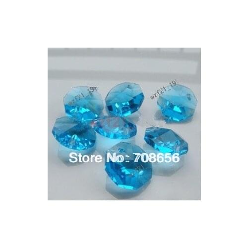 2000PCS CRYSTAL OCTAGON 14MM 2 HOLES AQUAMARINE SUNCATCHER OCTAGON