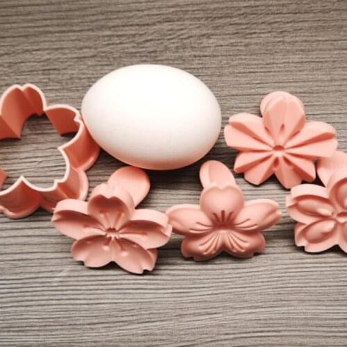 5pcs/set Cookie Mold Stamp Biscuit Cutter Cherry Blossom Flower DIY Floral Mooncake Mold Fondant Baking Tool