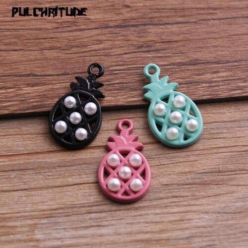 6pcs Four Color 13*24mm Alloy Metal Drop Oil Fruit Pineapple Charms Pendant For DIY Bracelet Necklace Jewelry Making