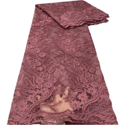 African Lace Fabric 2021 High Quality French Lace Fabric With Stones Nigerian Lace Fabric For Dress 5 Yards DP-120