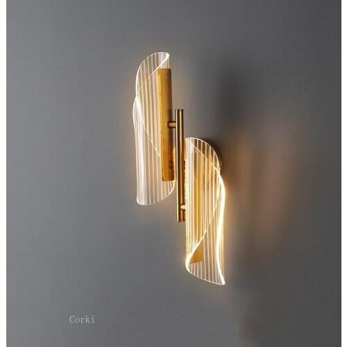 Postmodern Curled Acrylic Light Guide Plate Led Wall Lamp For Hotel Bedroom Bedside Wall Lights Hallway Luxury Home Decor Sconce