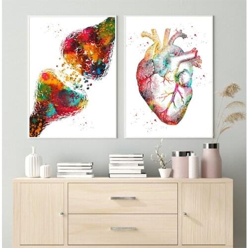 Anatomy Art Human Heart Brain Lung Wall Art Painting Nordic HD Posters and Pictures Doctor Office Decoration Without Frame