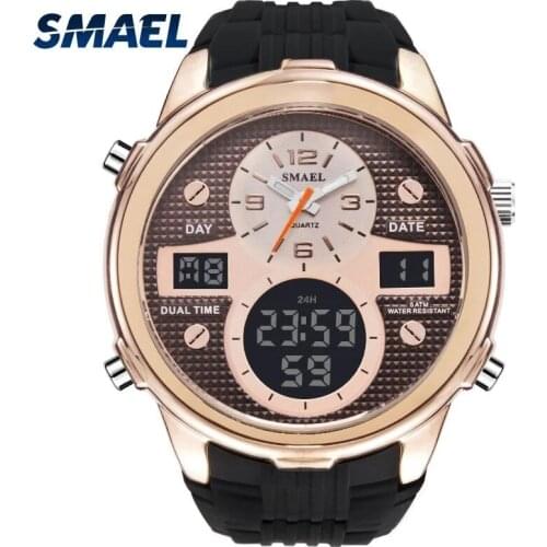 SMAEL Electronic Digital Luminous Hands Show Time Mens Watch Fashion Dial Design Stopwatch Timer Waterproof