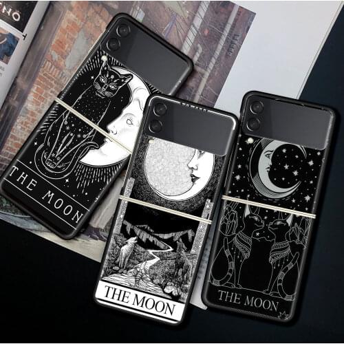 For Samsung Galaxy Z Flip 3 5G Case Luxury Matte Black Hard Phone Cover ZFlip 3 Shockproof Fundas Shell Moon Tarot Mystery Totem