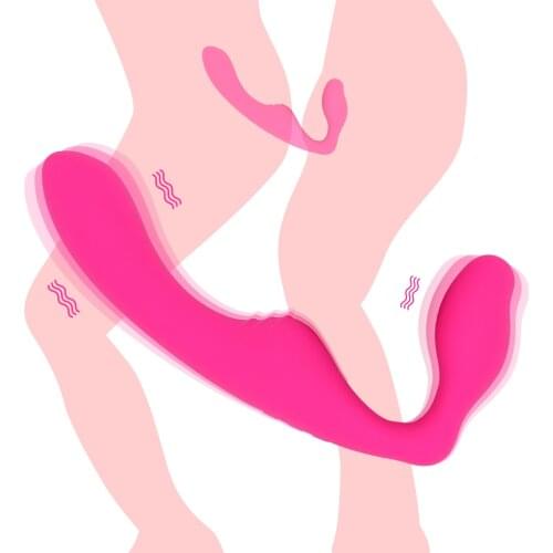 Strap-on Dildo Vibrator Dual Head Vibrating G-Spot Stimulate Lesbian Double Penetration Vibrator Realistic Dildo Anal Vibrator