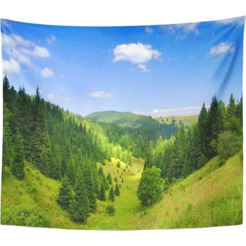 Tapestry Blue Tatras Mountains Covered by Green Pine Forests Slovakia Tapestries Wall Hanging for Living Room Bedroom Dorm