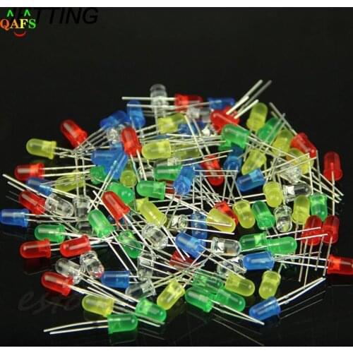 JETTING Wholesale 100pcs DTY 5mm LED Light Diffused Assorted Superbright LEDs 5 color Hot Sale
