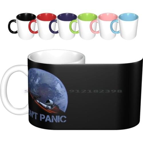 Starman Ceramic Mugs Coffee Cups Milk Tea Mug Dont Panic Spacex Starman Elon Musk Falcon Heavy Falcon 9 Tesla Roadster Moon