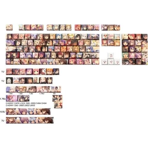 129 Keys/set XDA Profile Cartoon Figure Keycap For Mechanical Keyboard PBT Dye Subbed Key Caps With 6.5U 7U Spacebar ISO