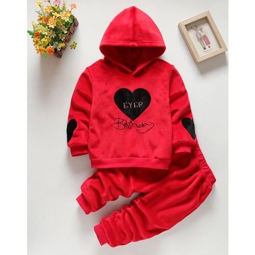 Baby girls clothing sets autumn winter newborn cotton thick velvet hoodies+pants 2pcs tracksuits for bebe girls ifant cute set