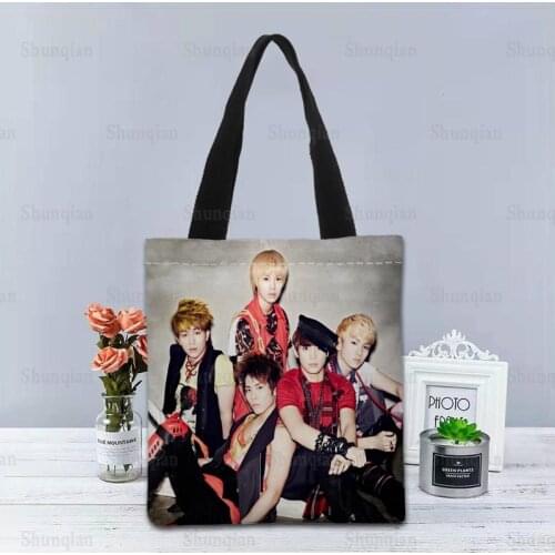 KPOP SHINee Handbag Foldable Shopping Bag Reusable Eco Large Unisex Canvas Fabric Shoulder Bags Tote Grocery Cloth Pouch 0512