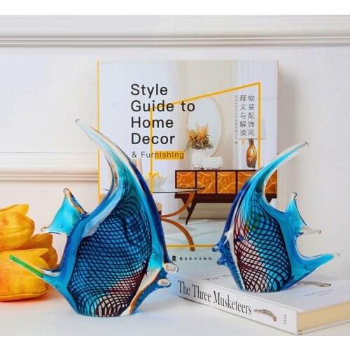 NORDIC STYLE CREATIVE CRYSTAL FISH ART SCULPTURE GLASS FISH ANIMAL STATUE GLASS CRAFT DECORATIONS FOR HOME R3829