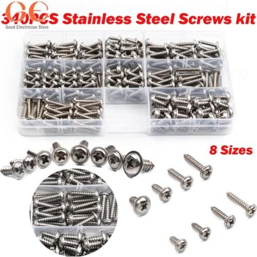 340PCS Stainless Screw Head Cross Machine M3 M4 PWA Self-tapping Fastener m5 screws screw set
