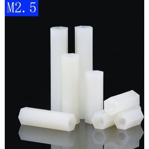 M2.5 White Nylon Hex PCB Motherboard Spacer Standoff Pillar Female-Female Screws NYLON66 bolts