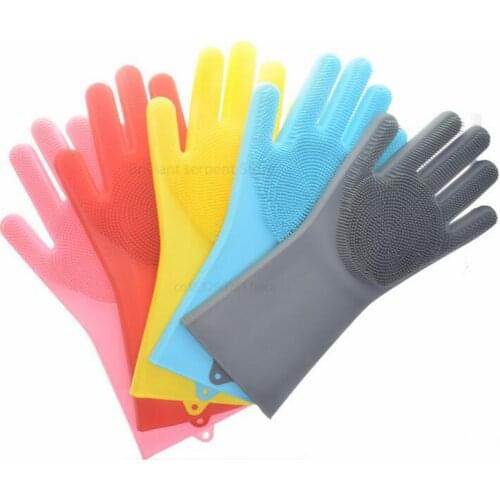 Magic Silicone Dishwashing Scrubber Dish Washing Sponge Rubber Scrub Gloves Kitchen Cleaning Household Dishwashing Gloves
