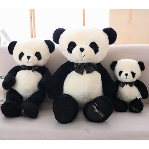 1pc Cute Panda Plush Toy Soft Black and White Bow-knot Panda Stuffed Cartoon Animal Doll Teddy Bear Toys Kids Christmas Presents