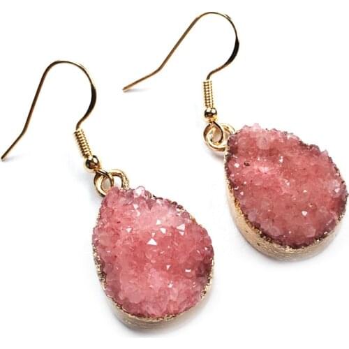 Fashion Natural Quartz Crystal Stone Drop Earrings High Quality Handmade Water Drop Shape Gemstones Earrings Jewelry Gifts