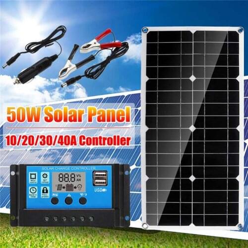 50W Monocrystalline Solar Panel 18V Charging Board Camping Solar Battery Outdoor Solar Board Portable Phone Fast Charging Power