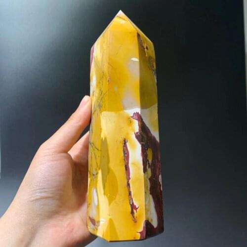 Natural egg Yellowstone six prism, crystal healing aura home decoration stone crystal process