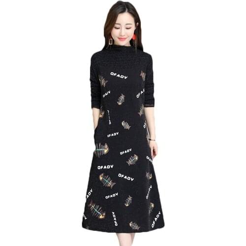 2021 New Women Spring Autumn Dress Women Oversized Long Sleeve Winter Dress Woman Dresses B05
