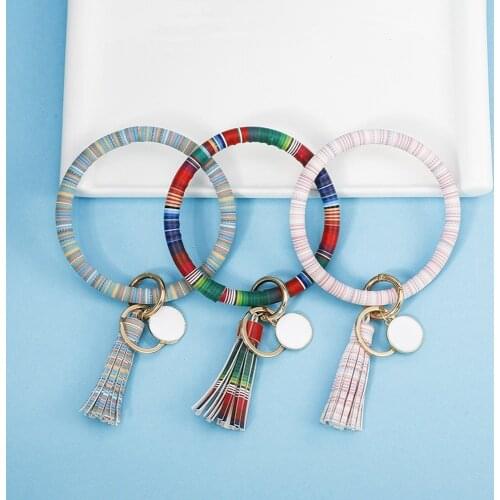 Creative new style Keychain Tassel Pendant PU Leather Keyring Hot Leather keychains Pendant Wholesale