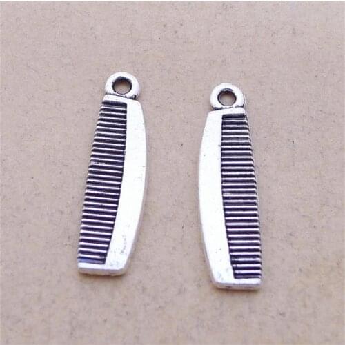 BULK 30 Zinc Alloy Stylist Hairdresser Theme Comb Charms for Bracelet DIY Jewelry Making Antique Silver Plated Metal 7*26mm 1.2g