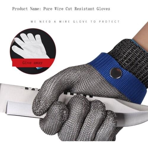 Metal slaughter repair woodworking anti-cutting stainless steel grade 5 plus PE steel ring cut-proof gloves