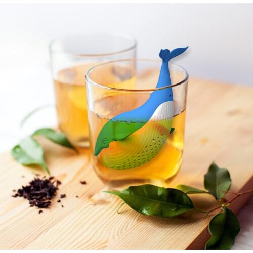 Practical Whale Tea Strainer Silicone Reusable Cute Cartoon Animal Filter Infuser Kitchen Teaware for Spice Coffee