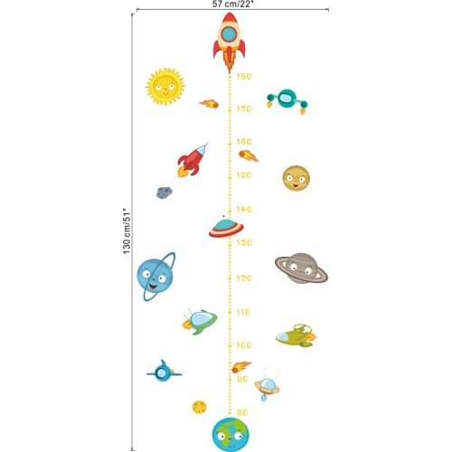 Diy Outer space Planet animal Pilot Rocket home decal height measure wall sticker for kids room baby nursery growth chart gifts