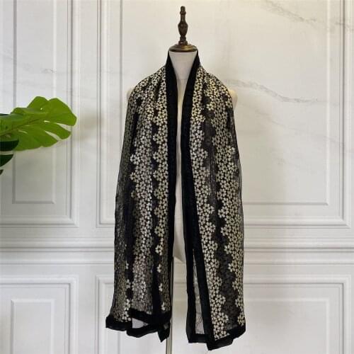 Islamic Adult Fashion Muslim embroidery flowers beading Scarf hijabs Headscarf Hijab muslim islamic Beading Hijabs scarf F2826