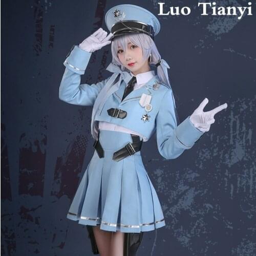 Vsinger Luo Tianyi Uniform Blue Color Cosplay Costume Full Set Unidorm for Lolita Girl Women Dress