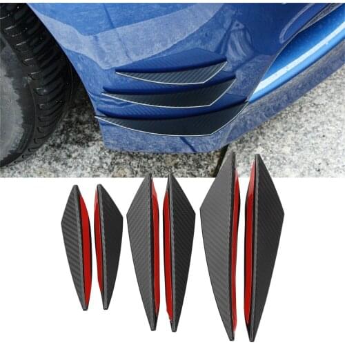 6pcs Universal Glossy Black Car Styling Accessories Front Bumper Lip Rubber Fins Splitter Spoiler Canards Valence Sticker Kit