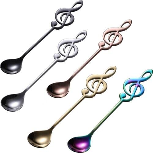 Vintage Coffee Spoon FDA Grade Stainless Steel Music Note Symbol Tea Spoon Black Coffee Stirring Dessert Cake Ice Cream Spoons