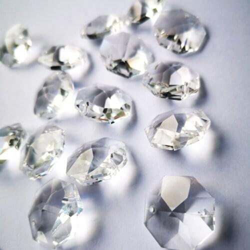 Top Quality 200pcs Clear 20mm K9 Crystal New Modelo Octagon Beads in 2 holes (Free Jump Rings) For Chandeliers & Curtain Beads