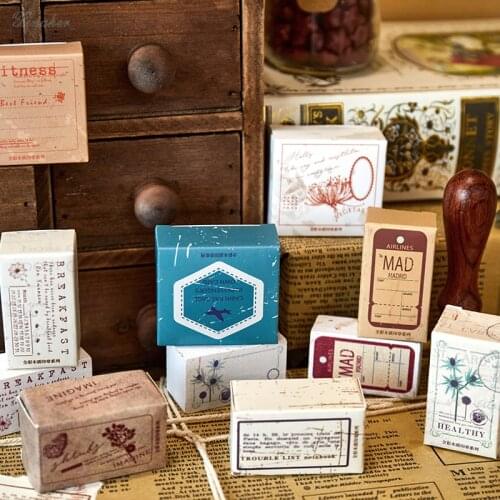 XINAHER Vintage Travel time Plant labels stamp DIY wooden rubber stamps for scrapbooking stationery scrapbooking standard stamp