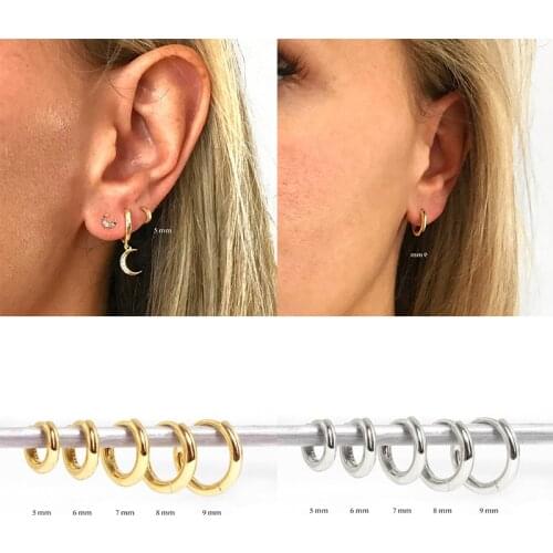 Canner 925 Sterling Silver Hoop Earrings Glossy Korean Style Trendy Statement Earring For Women Party Jewelry Gift pendientes W4