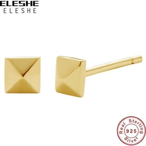 ELESHE Fashion Statement Earrings CLEO 18K Gold Plated Geometric Earring for Women 925 Sterling Silver Stud Earrings INS Jewelry