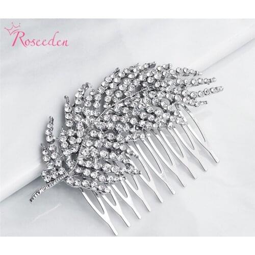 Vintage Bride Wedding Hair Comb Luxury Feather Headwear Combs Women Jewelry Princess Bridal Hair Accessories Jewelry RE3525