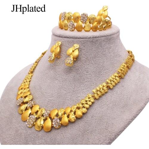Dubai Gold plated accessories jewelry necklaces earrings wedding Bracelet ring bridal Jewelry sets jewelery set gifts for women