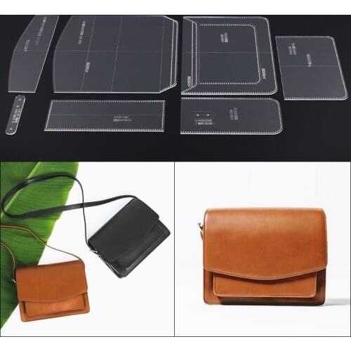 1set Leather Handmade Craft Women`s Shoulder Bag Sewing Pattern Acrylic Stencil Template Sewing Accessories With Holes 25x18x7cm