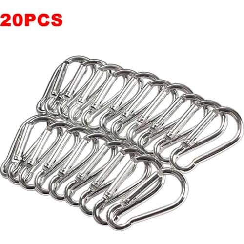 20Pcs Outdoor Carabiner Mini Silver Aluminum EDC Survival Screw Carabiner Hook Keyring Clip Camping Sports Buckle