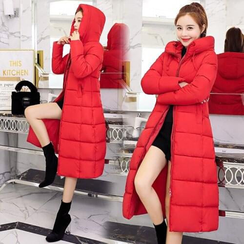 2021 female solid hooded Korean Long Coat Thickened Padded Jacket Winter Down Parka Women Jacket fashion outerwears