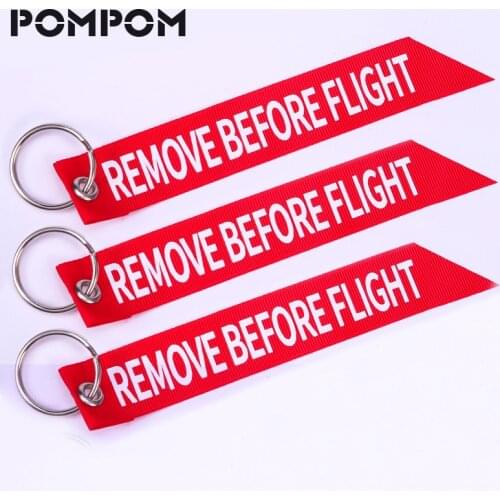 3PCS/LOT Remove Before Flight Key chians for Aviation Gifts Red Print Streamer Aviation Keychain key Tags holder sleutelhanger