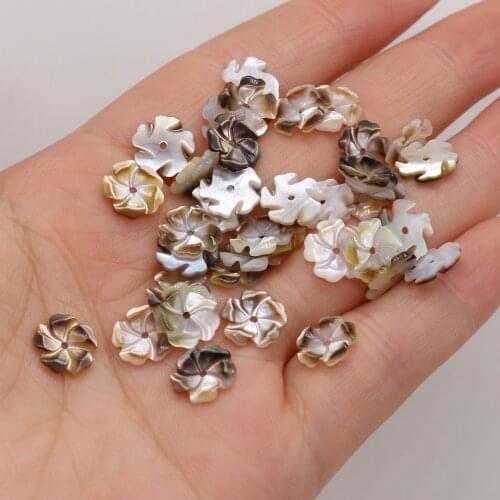 4 Pcs Natural Black Petal-shaped Shell Loose Beads Handmade Crafts DIY Necklace Bracelet Earring Jewelry Accessories Bead10x10mm