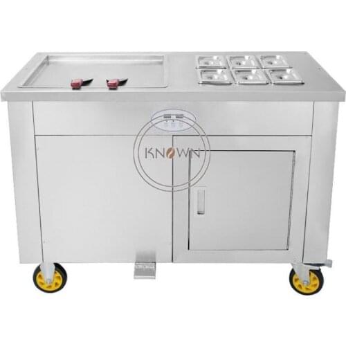 Single pan Double compressor fried ice cream machine,stainless steel fried ice cream roll machine,Intelligent Fried ice machine