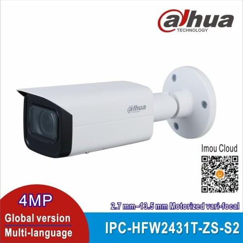Free shipping Dahua IPC-HFW2431T-ZS-S2 4MP POE IR60M 2.7 mm–13.5 mm Motorized vari-focal Bullet Network IP Camera CCTV