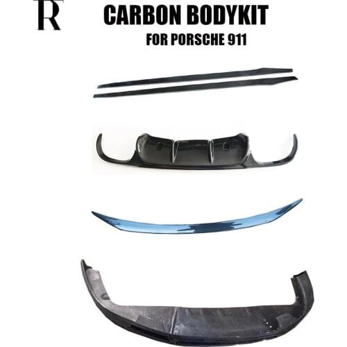 Carbon Fiber Bodykit Front Lip & Rear Diffuser & Side Skirt & Trunk Spoiler for Porsche 911 991 Carrera & Carrera S 12 - 15
