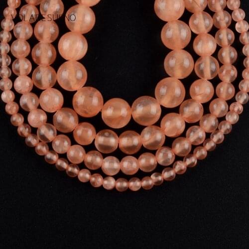 Wholasale Orange Jades Natural Stone Round Beads Spacer Loose Beads For Jewelry Making 4/6/8/10mm Diy Bracelet Jewellery 15"