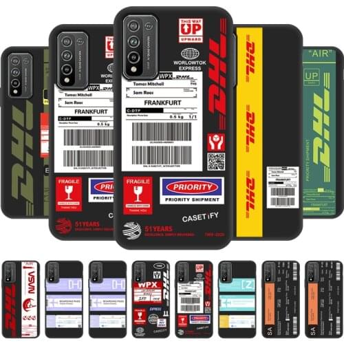 DHL Label Case For Huawei Honor 9 10X 30 10 Lite 10i Case Back Cover Honor 9X 9A 9C 9S 8A 8X 8S 20 30 Pro V20 V30 Fundas Silicon