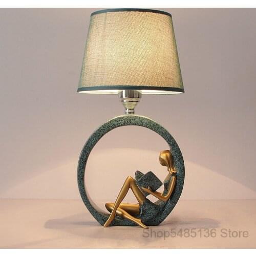 Reading Girls Table Lamps for Living Room Modern Resin Desk Lamp Bedroom Bedside Led Stand Light Fixtures Standing Luminaire E27